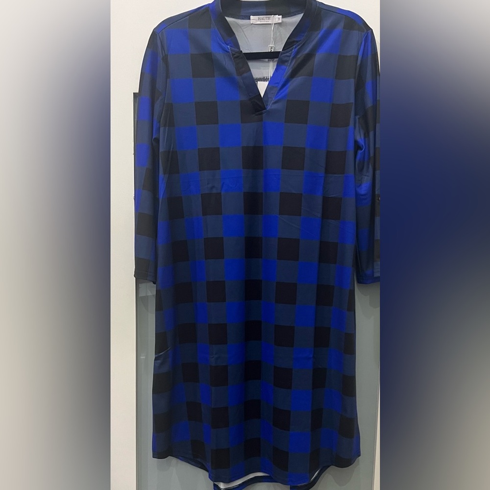 BRAND NEW Blue and Black Checkered tunic/Dress